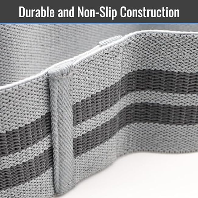 Healthsmart Fabric Resistance Bands, Targets Abs, Glutes, Quads, Calves, Hamstrings, 3 Bands with Variable Resistance Levels, Minimum 15lbs and Maxes at 70lbs, Travel Case & Exercises Included