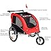 Giantex 2-in-1 Pet Dog Stroller W/Hitch, Suspension, Safety Flag and Reflectors, Dog Bike Trailer, Red