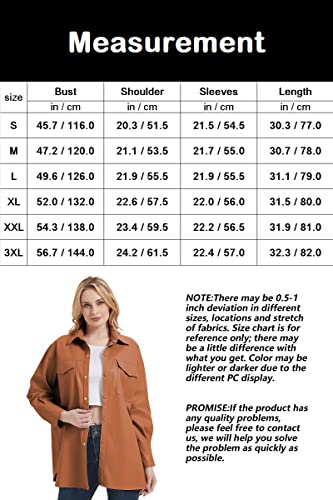 RISISSIDA Jaqueta feminina de couro sintético Shacket blusas moda primavera e outono, camisas soltas