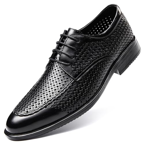 YZABEL Fashion Breathable Hollow Pointed Toe Oxford Shoes Classic Lace-up Formal Oxford Business Meeting Office Work Shoes