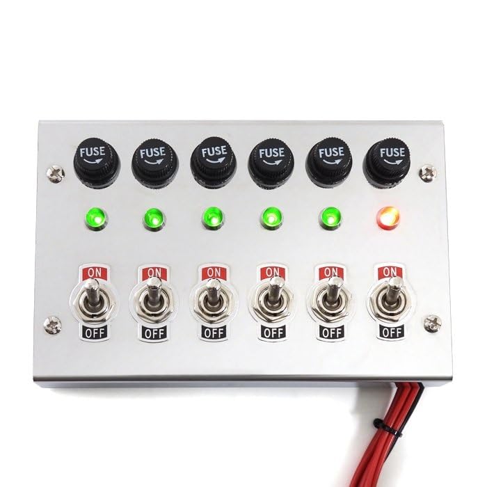 Amazon | HELIOS ステンレス 汎用 12V / 24V トラック 6連 スイッチ  