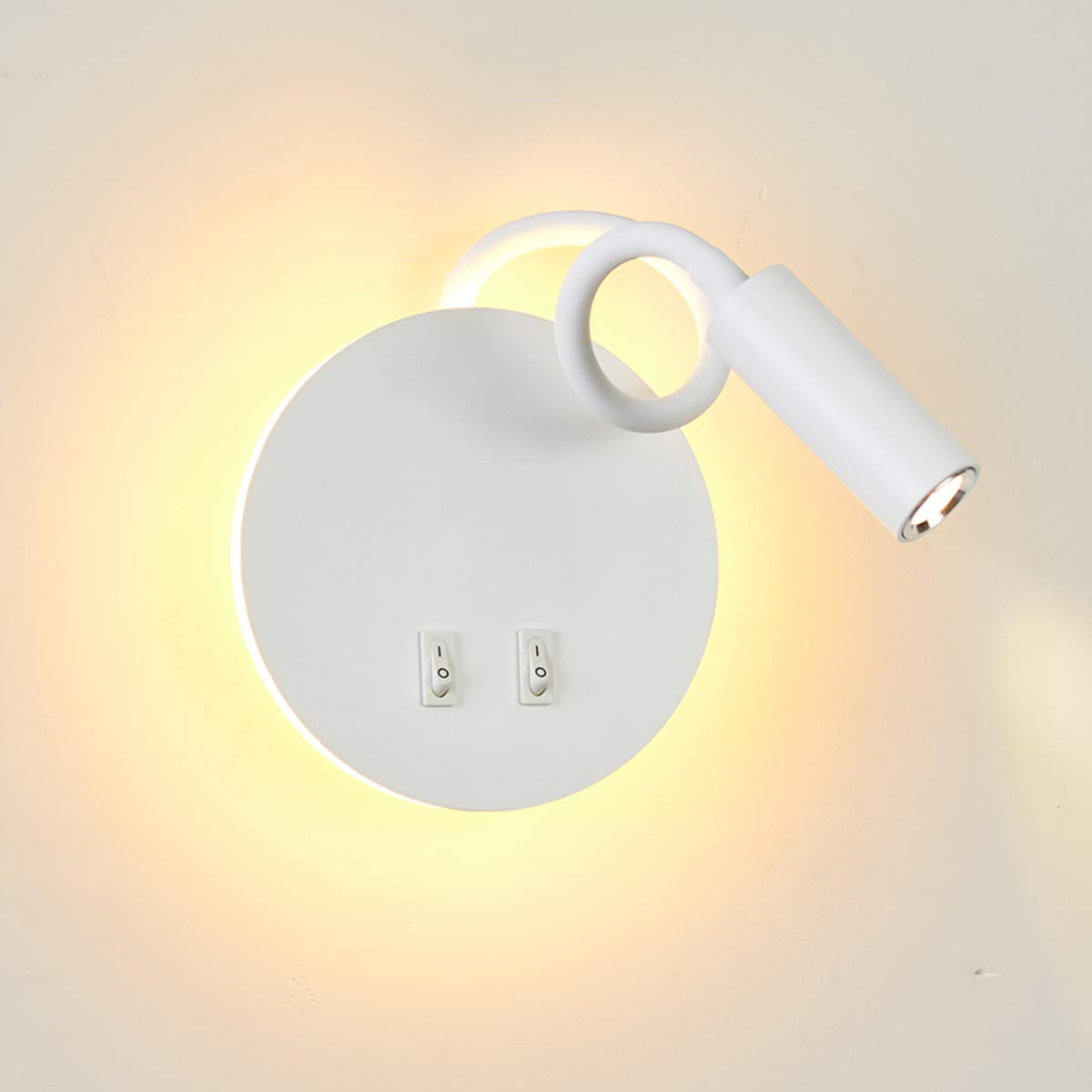 Budbuddy 3+8W LED Lampada da lettura luce di lettura nero Lampada da comodino per la lettura a letto, flessibile a collo di cigno flessibile, luce notturna in alluminio (Bianco/Bianco caldo)