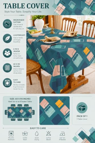 Image of Amazon Brand - Umi Super Soft Brushed Microfiber Cotton Dining Table Cloth, Printed Rectangular 6 Seater Table Cover 60X90(Inches)