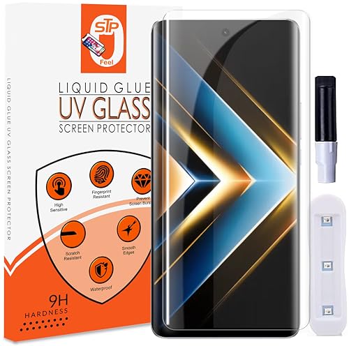Image of STP FEEL Premium UV Tempered Glass Screen Protector Guard For Honor Magic 5 lite (6.67 inch, Pack of 1) Full Adhesive UV Curved Case Friendly HD Clarity with easy installation kit
