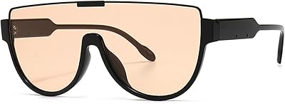 Oversized Sunglasses Women Men Luxury Big Frame Mask Glasses Goggle Flat Top Clear Eye Protection Glasses Shade UV400 (brown)