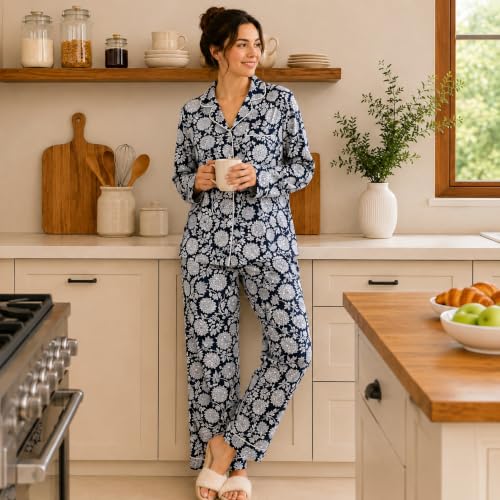 Image of Huar Cotton Pajamas Set for Women - Luxurious Cotton Womens Pajama Sets - Comfortable Christmas PJ Set, Breathable & Light Pj