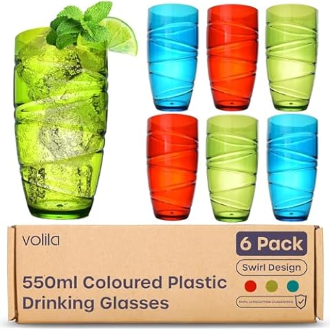 volila Reusable Plastic Drinking Glasses Set Cover