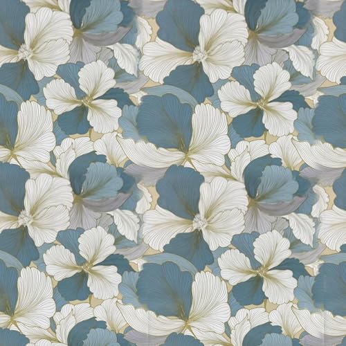 Image of Blue & White Floral Wallpaper for Walls | Peel and Stick Self Adhesive Wall Sticker | Waterproof PVC Vinyl Decorative Wall Decor for Home, Living Room, Bedroom & Office (45x300 cm)