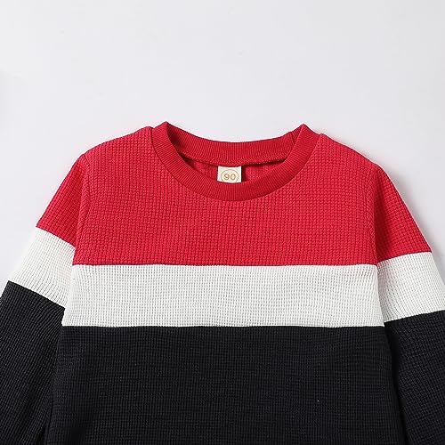 Image of Kid Toddler Boy Clothes Color Block Sweatshirt and Casual Pants 2Pcs Boys Fall Winter Outfits 1-5T