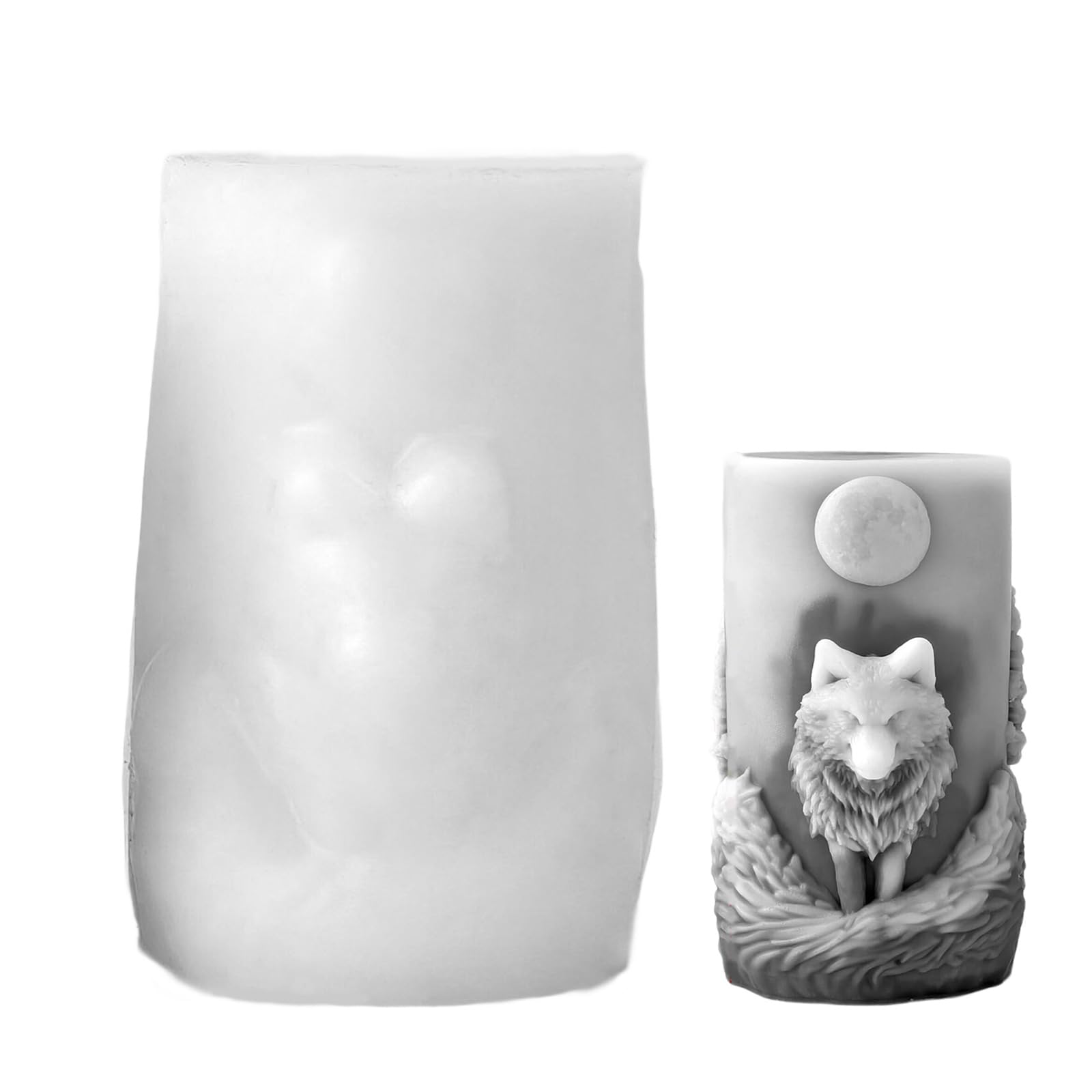 ZEPFJHE Detailed 3D Wolf Cylinder Silicone Mold Homemades Soap Making for Creative and Personalize Gift Epoxy Resin