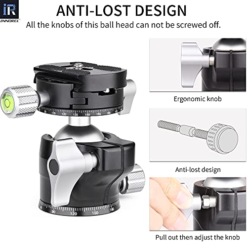 Image of INNOREL G40 Low Profile Tripod Ball Head Double Panoramic CNC Metal Camera Tripod Ballhead with 1 /4 inch Arca Swiss L Plate Bracket and Quick Release Plate for Tripods,Monopod,DSLR,Camcorder,Max Load 20kg