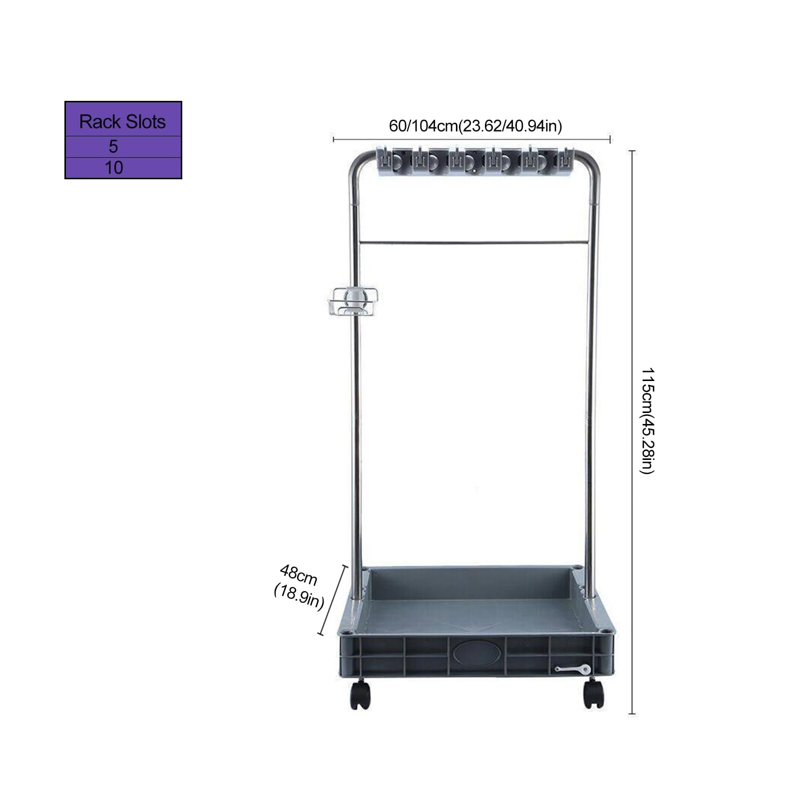 Fregona Estante De Drenaje,Colgador Para Fregonas Y Carro De Limpieza,carro De Limpieza Profesional,Colgador De Escobas Para Fregona Y Holder Broom,para Restaurante,Garaje(60x48x115cm(24x19x45in))