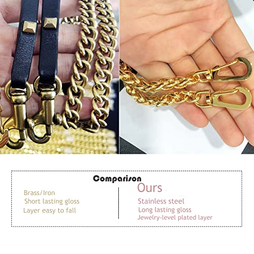 Image of 18K Gold Stainless Steel 8mm DIY Belt for Purse Shoulder Crossbody Hand Bag Accessories Replacement with Solid Buckles