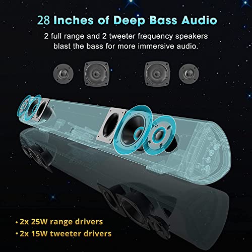 Zeerkeer Soundbar with Built-In Subwoofer Surround Sound Wireless 5.0 Bluetooth Soundbar with Remote Control, Wall Mountable, RCA/Optical/Aux/USB Compatible, Sound bar for TV & Home Theater - Image 2