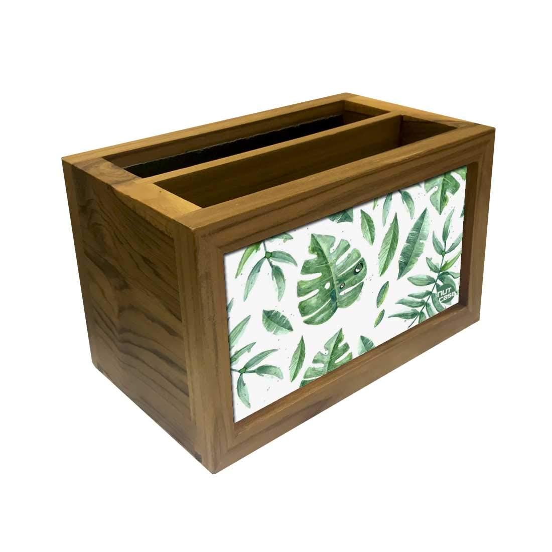 Nutcase Designer Teak Wood TV Remote Stand For Home Remote Holders Organizer Caddy for TV/AC Remotes Control -Multipurpose Desk Organiser-6�x4�x4� - Leaves 4