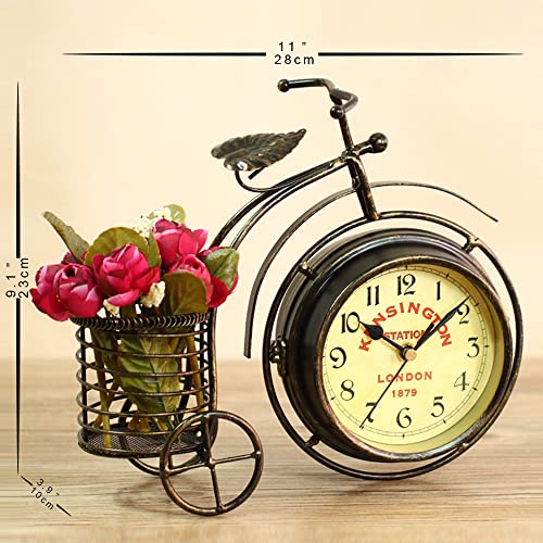 Neotend Desk Clock Vintage Table Clock Desktop Farmhouse Tabletop Metal Clock For Office Bedroom Silent Quartz Decor Double Sided #TOP1