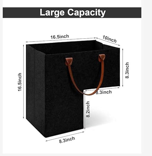 TYTOGE Treppenkorb mit Leder, Griffe Filz Teppich Treppen Organizer Holz Treppen Aufbewahrung Organizer