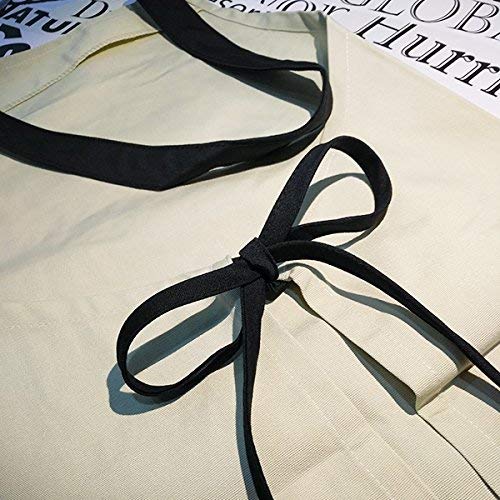 Tablier traditionnel chinois papillons beige réglable avec poche