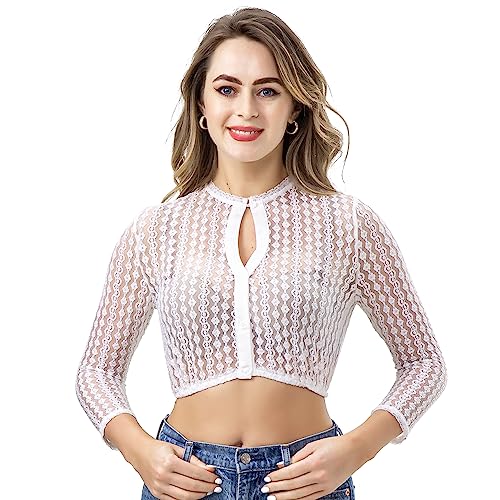 Kelliar Dirndl Bluse Damen,Dirndlbluse Langarm Weiß Trachtenbluse Damen...