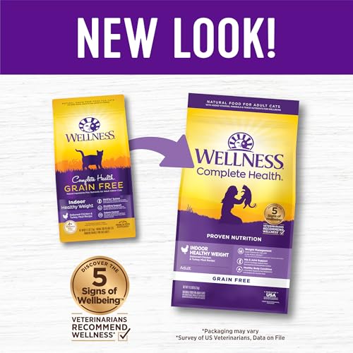 Image of Wellness Complete Health Adult Dry Cat Food for Indoor Cats, Natural, Grain Free Kibble, Healthy Weight Chicken & Turkey Meal, 11.5 lb Bag