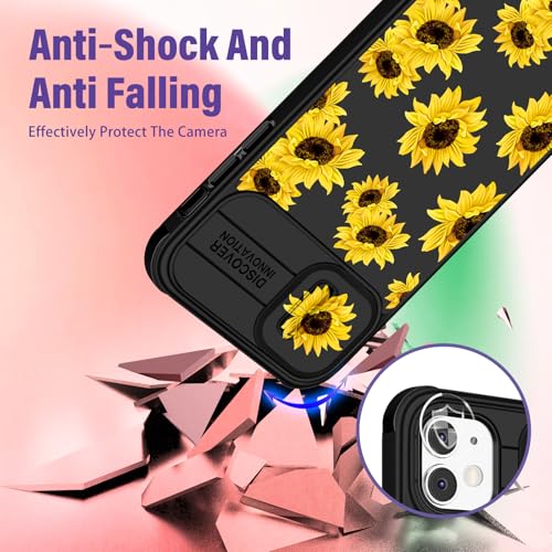 Image of Funermei (2in1 for iPhone 11 Case for Women Sunflower Cute Girls Phone Cover Floral Flowers Girly Pretty Aesthetic Sun Flower Unique Design with Camera Cover Funda for Apple for iPhone 11 Case