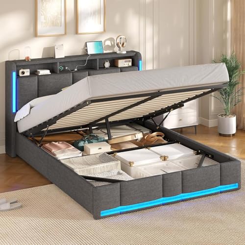 AOGLLATI Letto Matrimoniale con Contenitore 160x200 cm, Struttura Letto Matrimoniale