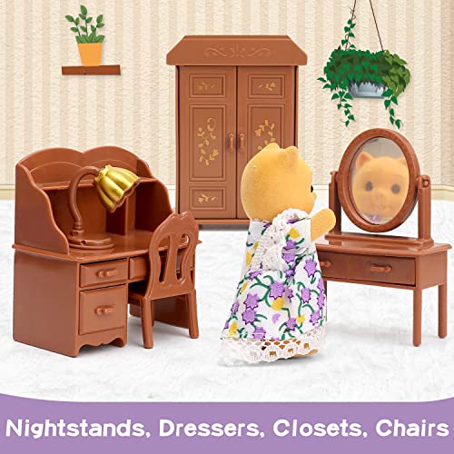 Dollhouse Furniture Set for Kids Toys Miniature Doll House Accessories Pretend Play Toys for Boys Girls & Toddlers Age 3+ with bedroom - Image 4