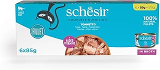 Schesir, Tuna in Broth Complete Wet Cat Food Tin with Extra Vitamins 100% Natural 6 x 85g product image