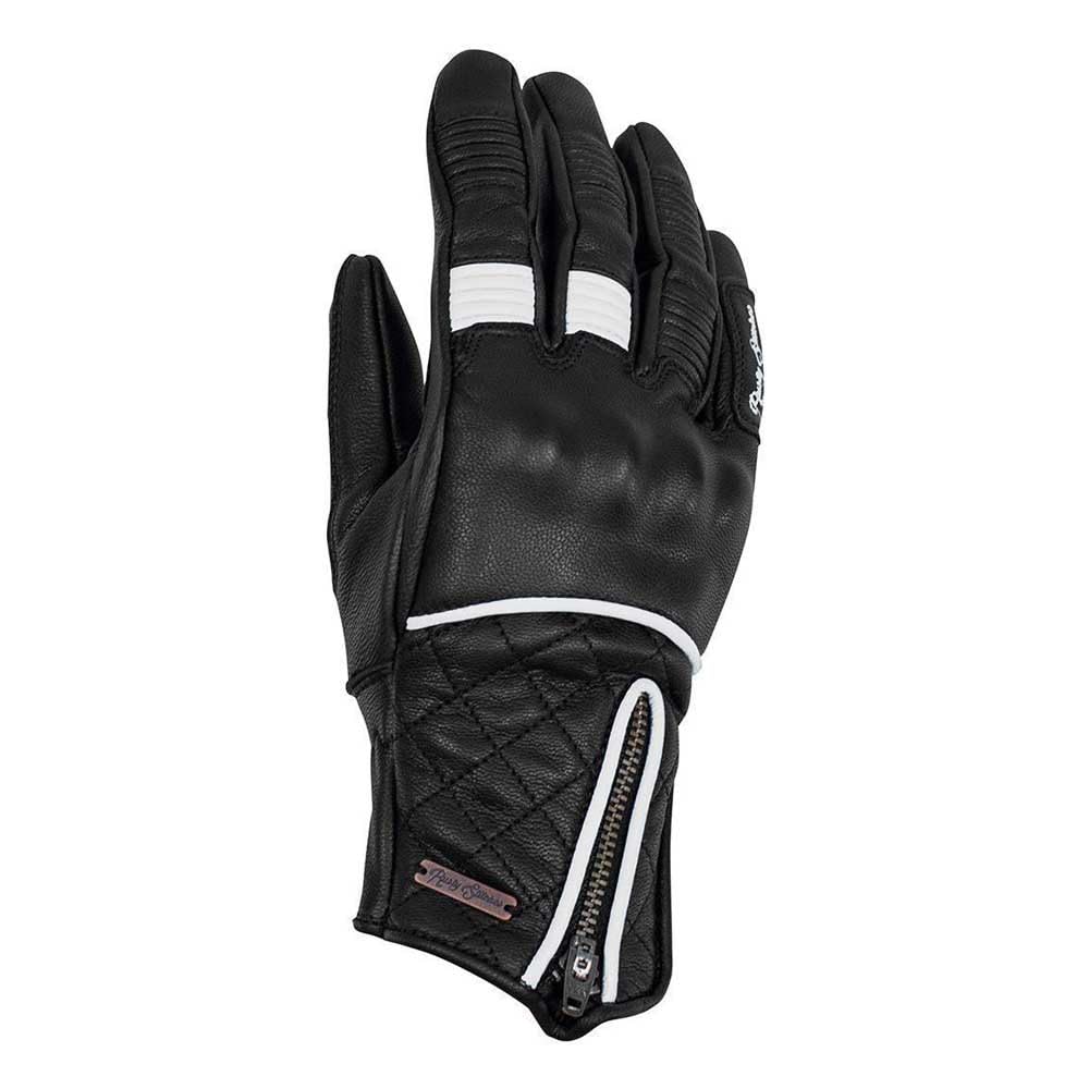 Rusty Stitches Lilly Damen Motorrad Handschuhe, schwarz/blau, XS | Leder