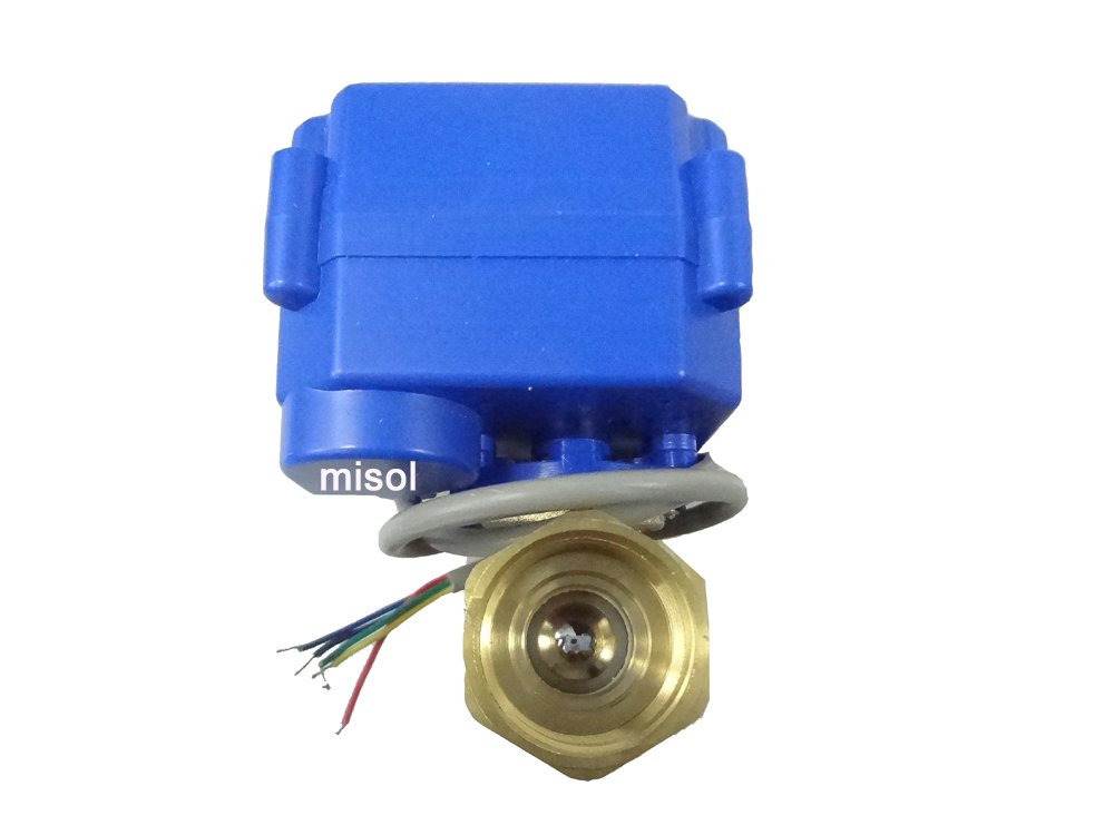 MISOL 1 pcs of motorized valve brass, G3/4" DN20, 2 way, CR05, 12VDC, electrical valve, motorized ball valve/Valve à boisseau motorisé, vanne électrique/Soupape à bille
