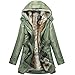 Hee Grand Women Thicken Fleece Faux Fur Warm Winter Coat Chinese L Army Green