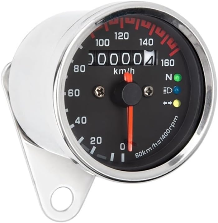 Motorcycle Odometer Gauge Motorcycle Accessories Plating Color Retro Tachometer 3 Indicator Lights Odometer Gauge Miles Motorcycle Speed Meter
