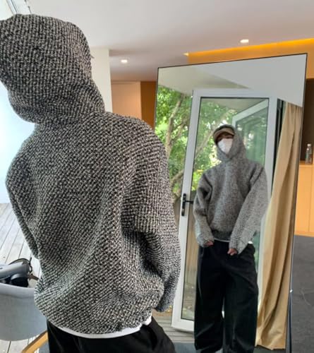 Men's Y2K Texture Hoodies Knitted Harajuku Casual Sweatshirt Oversize Trendy Vintage Hoodies With Pocket4