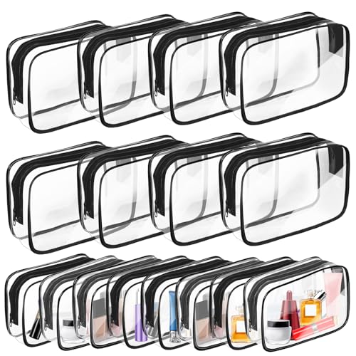 Trousse de maquillage transparente TSA voyage toilette noire lot de 16 imperméable