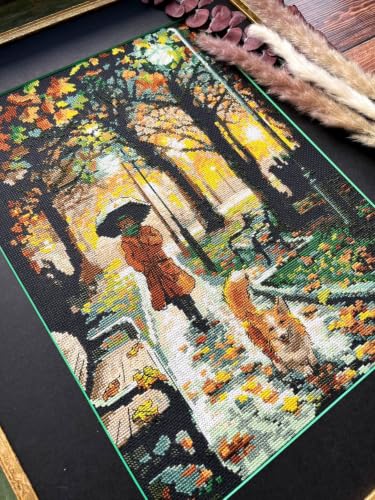 Image of RIOLIS - Night Park 2064, Cross Stitch Kits 11 inch x 15 inch, Cross Stitch Kits for Beginners & Advanced, Crossstitching Kit Adult, Embroidery Counted Stitching Kit