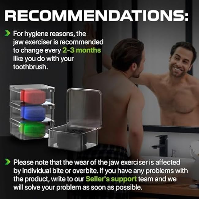 Jaw Exerciser for Men and Women - 2 pcs Powerful Jaw Trainer - Beginner 20 lb - Double Chin Reducer Eliminator - Silicone Toner Tablets - Face Neck Shaper and Strengthener Chewing Gum