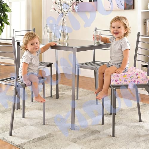 Image of Toddler Booster Seat for Dining Table, KIDUN 4 inch Heightening Cushion for Kids Chair, Adjustable, Heightening Booster Seat Pad for Boy /Girl, Toddler Booster Cushion (Buckle /Pink)