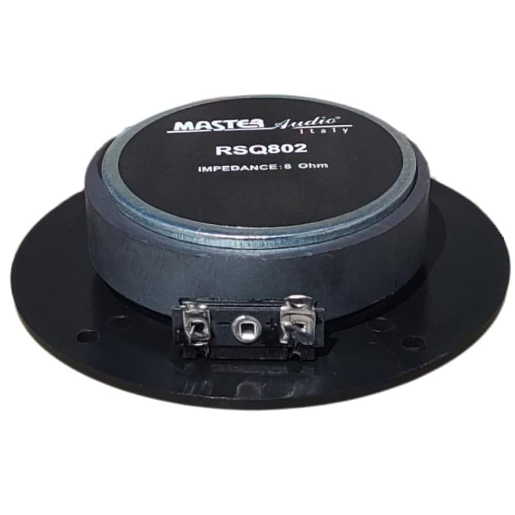 KIT SET PER MASTER AUDIO RSQ802, 2 dome tweeter a cupola, 100 watt rms 200 watt max, da 10 cm 4", impedenza 8 ohm, bobina da 25 mm, ultra slim, per casa, neri, a coppia + condensatori omaggio