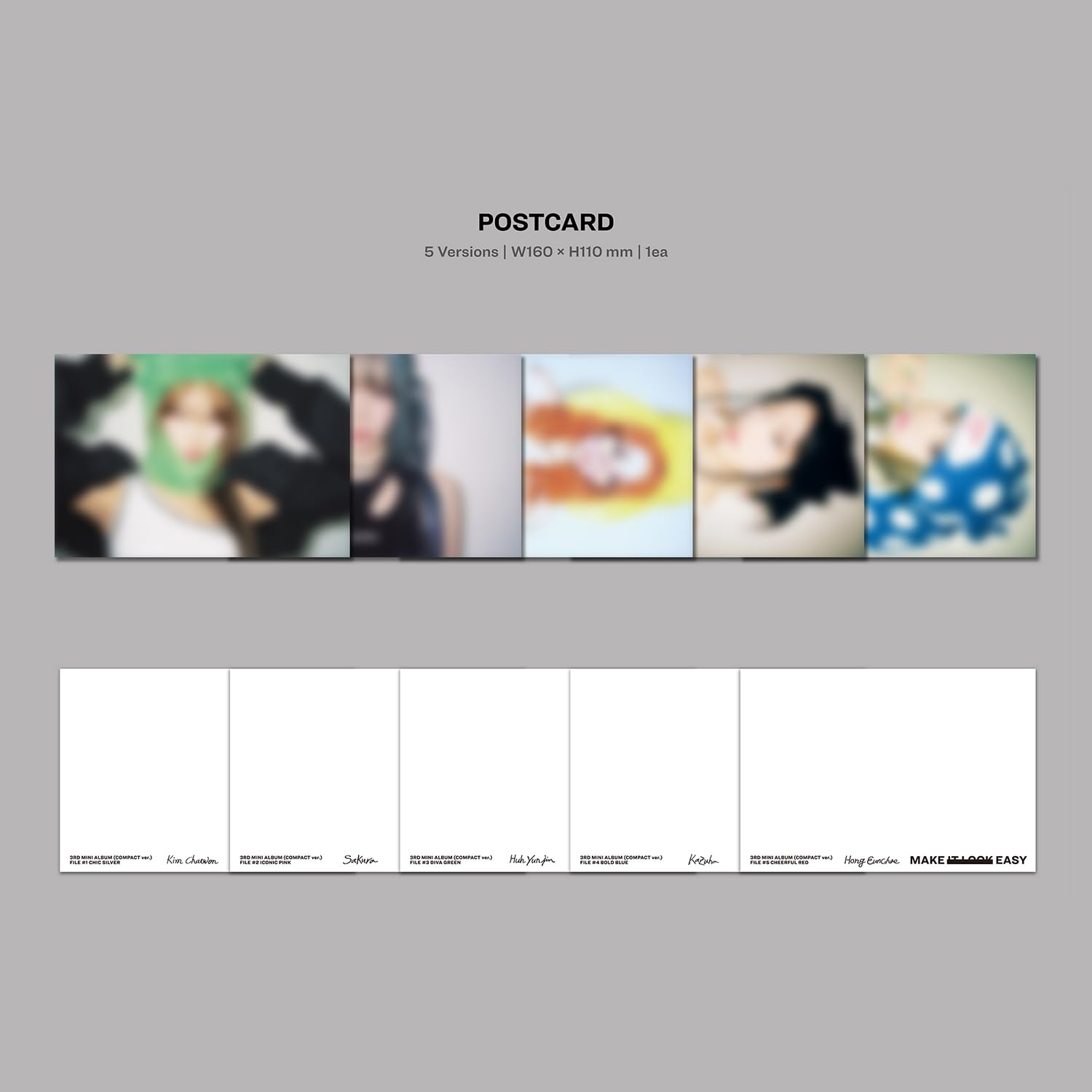 LE SSERAFIM - 3rd Mini Album [EASY] (COMPACT Ver. - Random) Out Folder + Booklet + CD + Photocard + Postcard + Lyric Paper + 2 Pin Badges + 4 Extra Photocards