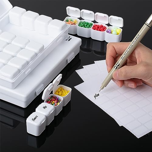 Image of Mr. Pen- Bead Storage Containers, 28 Grids, 2 Pack, White, 160 pcs Label Stickers, Transparent, Small Bead Organizer Box, Diamond Art, Diamond Painting Organizer