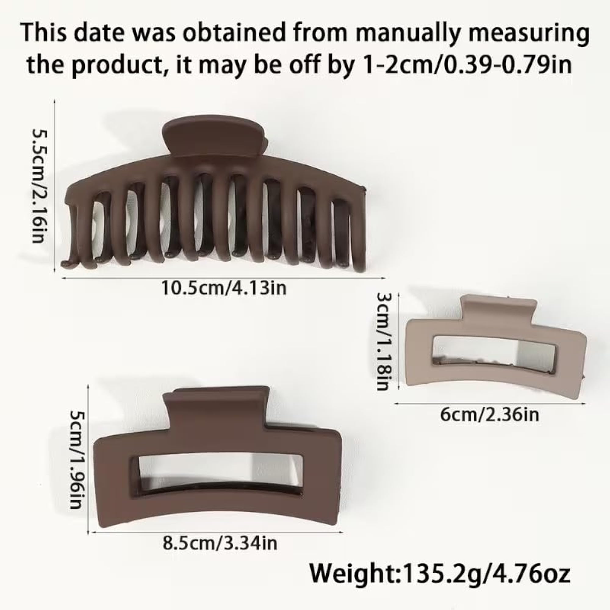 3-Piece Premium Matte Mixed Shape Claw Clips