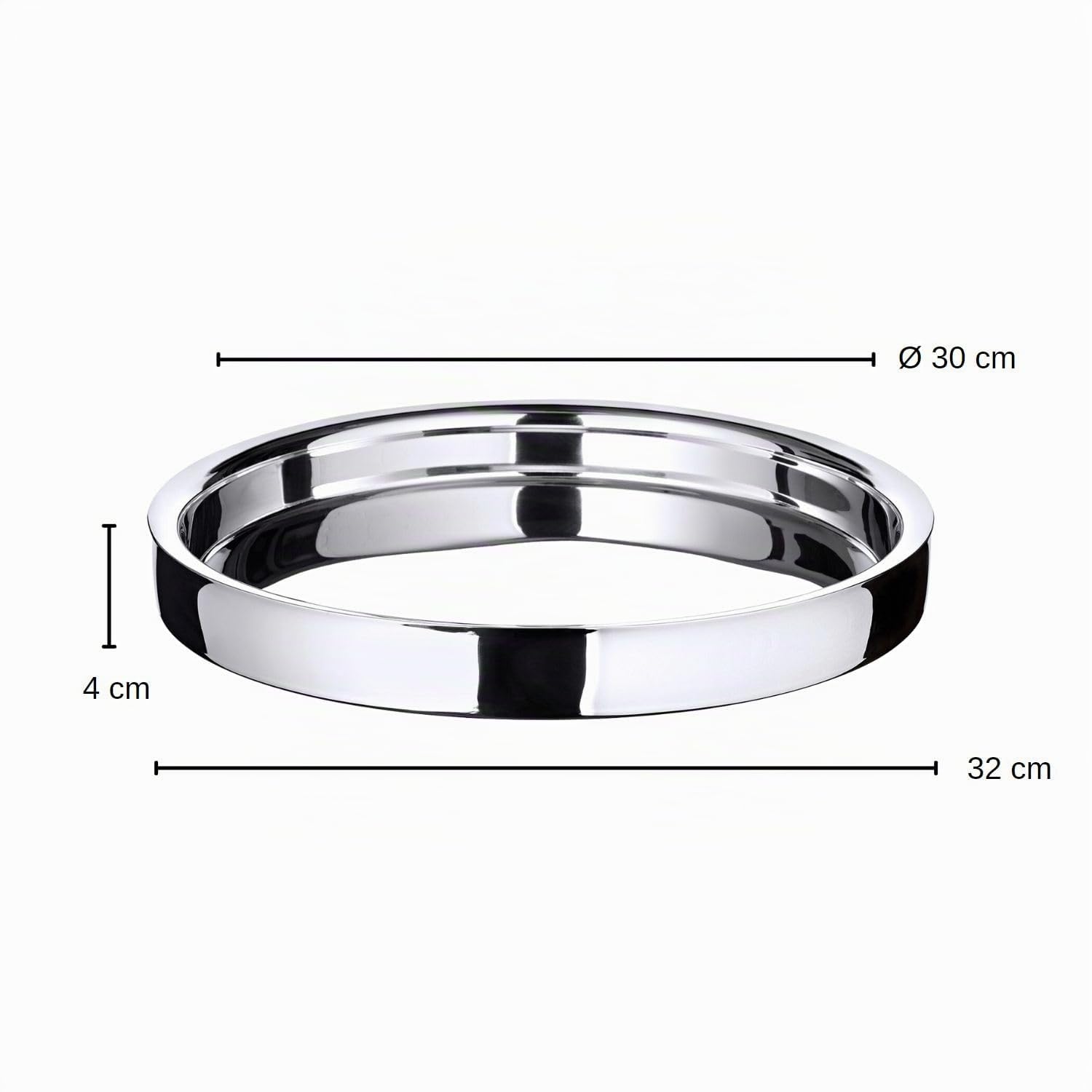EDZARD Vassoio di servizio Alaska in acciaio inox, rotondo, diametro 32 cm, tonalità argentate