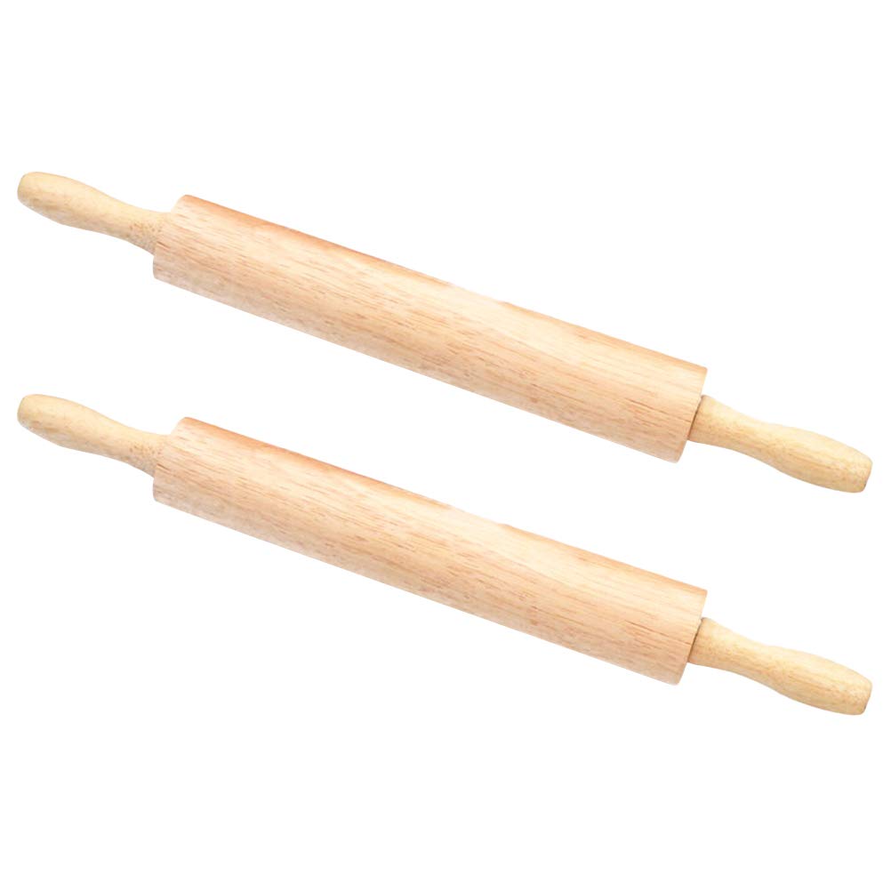 ERINGOGO 2 Stück Nudelholz Wachsfreie und Unbemalte Teigrolle 47x6cm Glatte Oberfläche Leicht zu Reinigen für Gebäck und Kekse