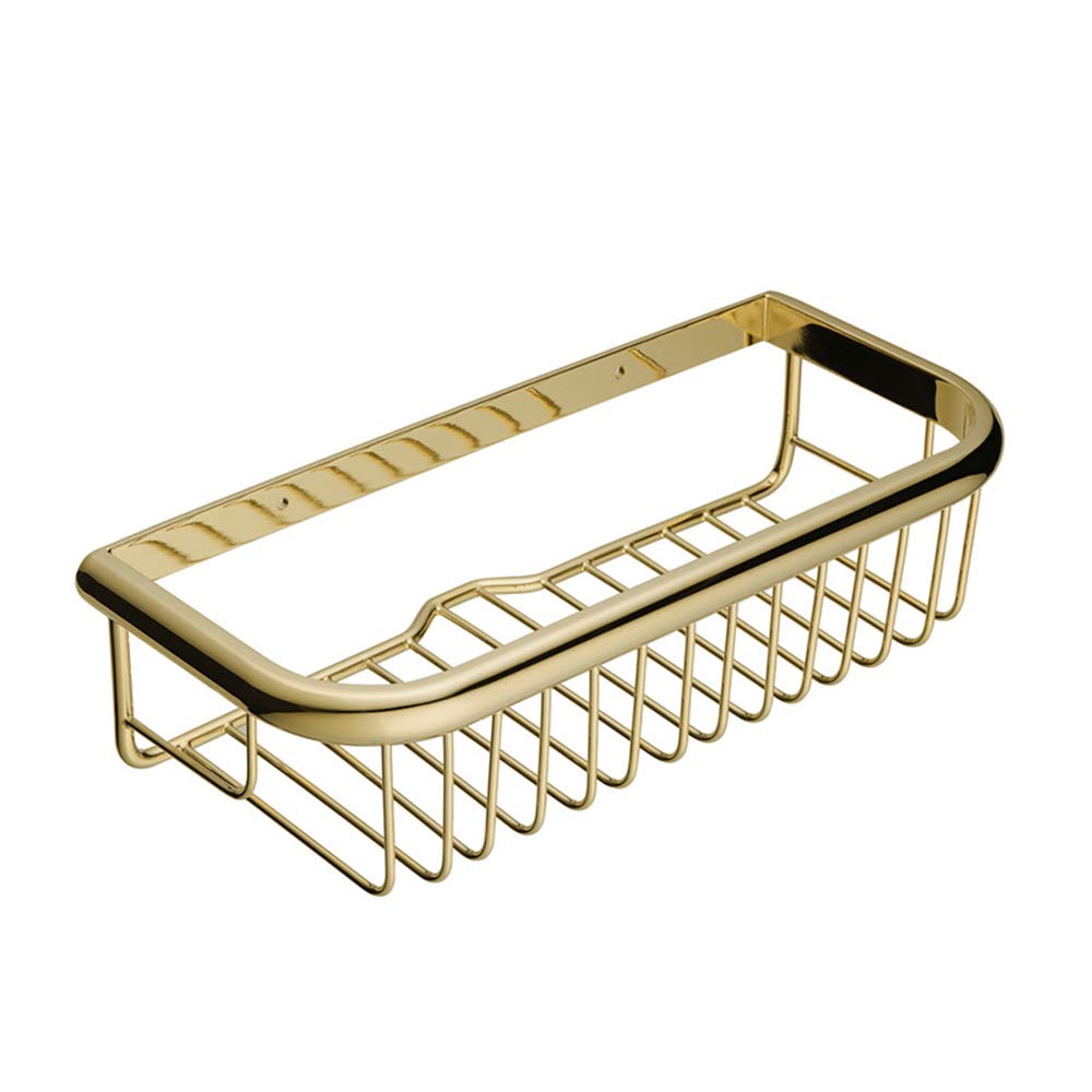 GLYYR Shower Shelf Brass Bathroom Shower Caddy Basket Storage Shelf Organiser with Screws Wall Mounted for Toilet Kitchen