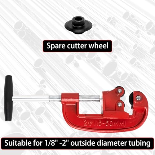 1/8-2"Heavy Duty Pipe Cutter With an Extra Blade,Rigid Pipe Cutters,Metal Pipe Cutter Tool,Metal Tube Cutter Cuts Up to Galvanized Pipe,Copper, and Iron Pipe - Image 2