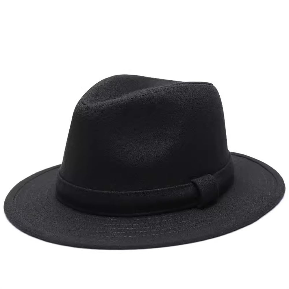 Cappello da Jazz da Uomo Cappello da Uomo in Feltro con Tesa Larga, Stile retrò, Jazz