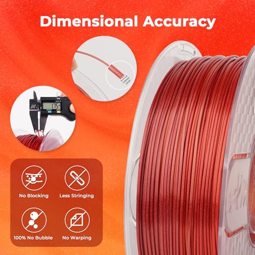 Image of AMOLEN PLA 3D Printer Filament, PLA Filament 1.75mm Silk Shiny Filament Red Gold Filament, 3D Printer Gradient Pla Filament 1KG /2.2lb Compatible with Most FDM 3D Printers