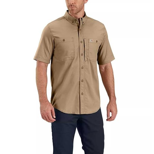 Carhartt Men's Rugged Professional Short Sleeve Work Shirt, dark khaki, Large