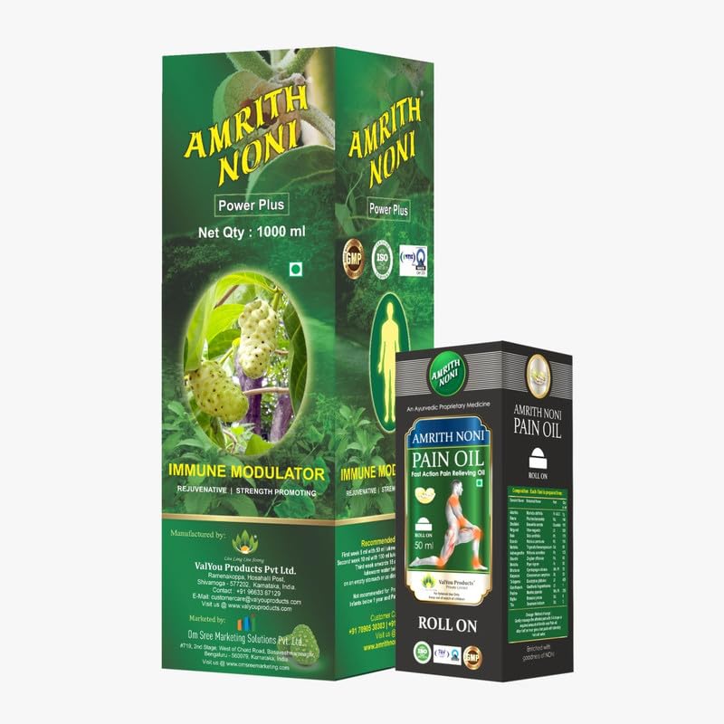 Amrith Noni Power Plus 1000ml + Pain Roll On 50ml - Organic Noni Fruit Juice for Strengthening Immunity & Ayurvedic Pain Relief for Back, Joint, Knee & Muscle (B0D9H8KM9H) Amazon Price History, Amazon Price Tracker