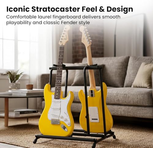 Image of Fender Squier Stratocaster Electric Guitar, Beginner Guitar, with 2-Year Warranty, Includes Free Lessons, Graffiti Yellow with Matte Finish